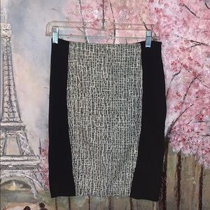 LAMade black and white bodycon pencil zip back mini skirt NWT size Medium
